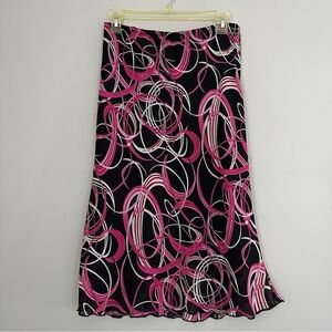 Dress Barn Pink and Black Circle Swirl Skirt